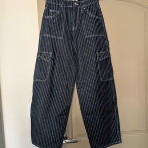 Damson Madder Pinstripe Cargo Trousers/Jeans